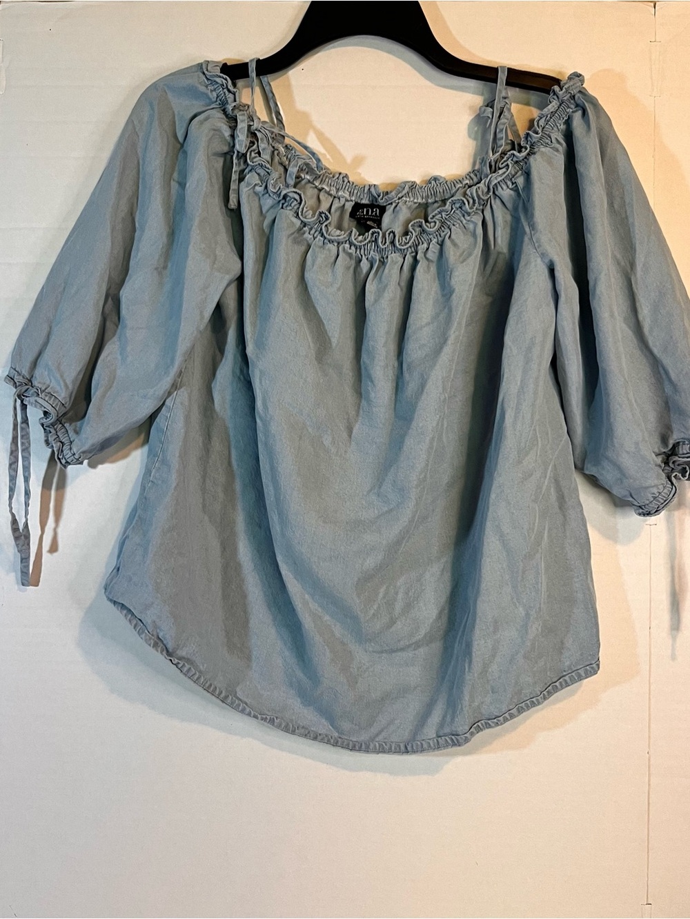 a.n.a Light Blue Off-Shoulder Peasant Blouse